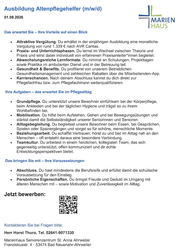 2026 Pflegehilfskraft Stellenausschreibung